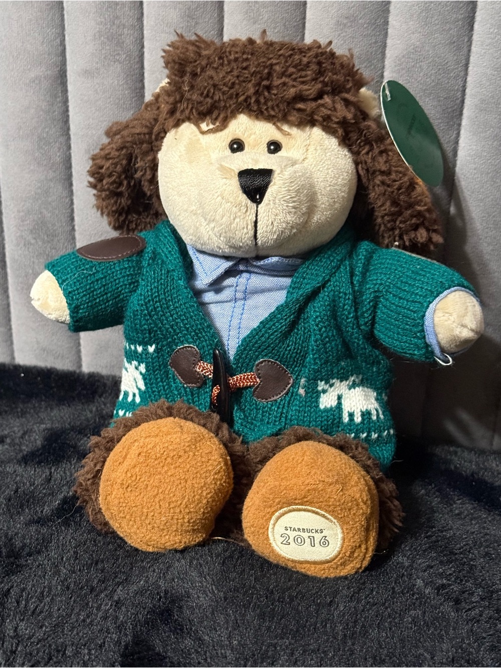 Starbucks 2016 Bearista Bear Moose Cardigan Limited Edition Plush with Tag